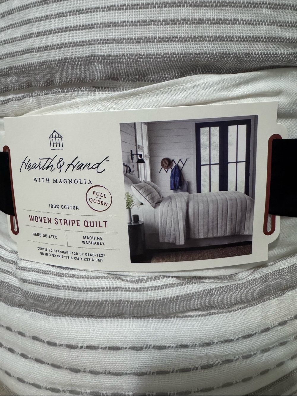 Hearth & Hand Woven Stripe Quilt in White and Gray